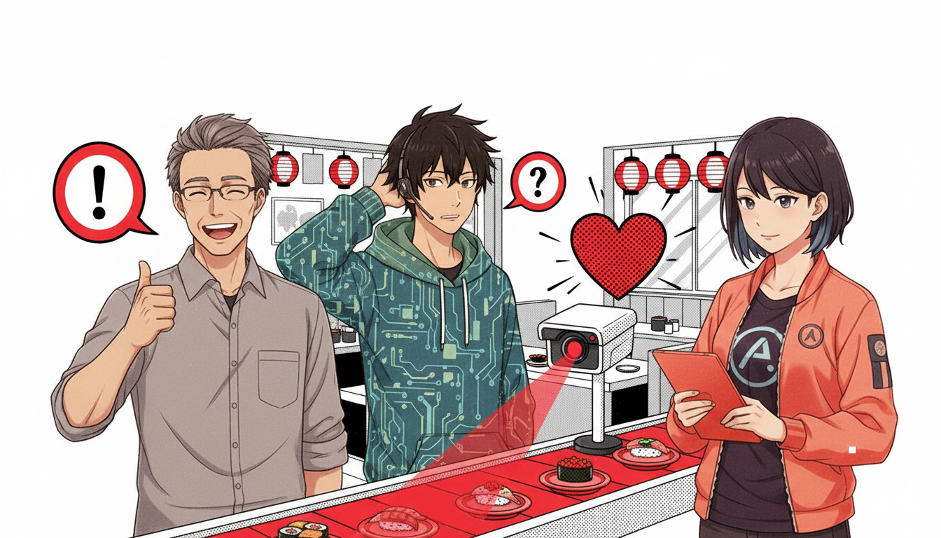 【悲報】くら寿司さん、AIでワイらの笑顔を監視するもようｗｗｗｗｗ